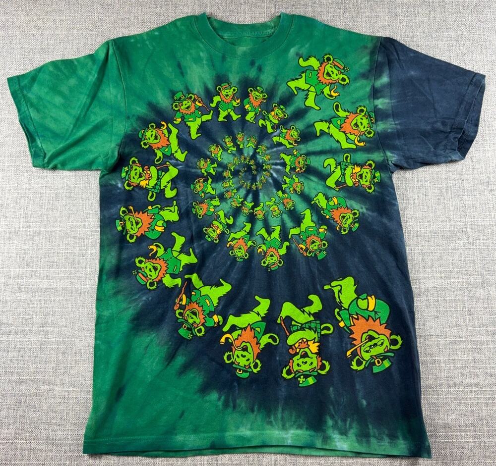 Liquid Blue Grateful Dead St Patrick’s Day Bears Tie Dye T Shirt Men M